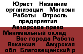 Юрист › Название организации ­ Магазин Работы › Отрасль предприятия ­ Авторское право › Минимальный оклад ­ 30 000 - Все города Работа » Вакансии   . Амурская обл.,Благовещенский р-н